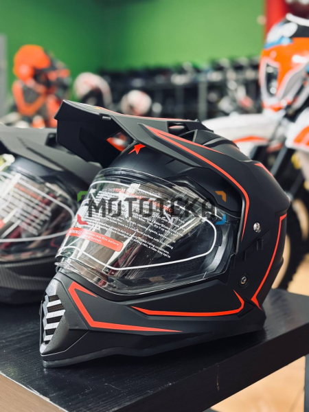 Шлем мото мотард Мототека ( MOTOTEKA ) WS 902 MATT BLACK/RED XL | Мототека